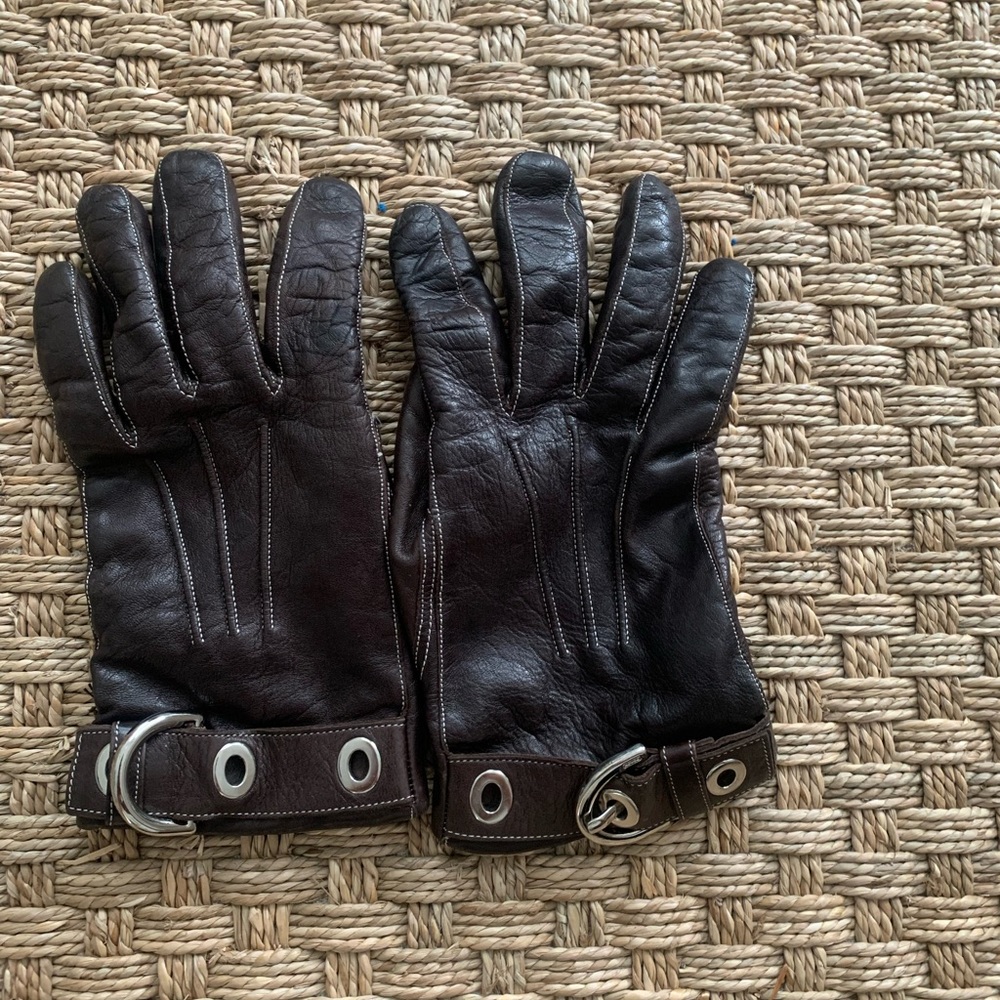 Coach leather and cashmere gloves